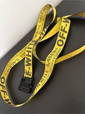 Off-White Yellow and Black Industrial Web Belt with Black Buckle